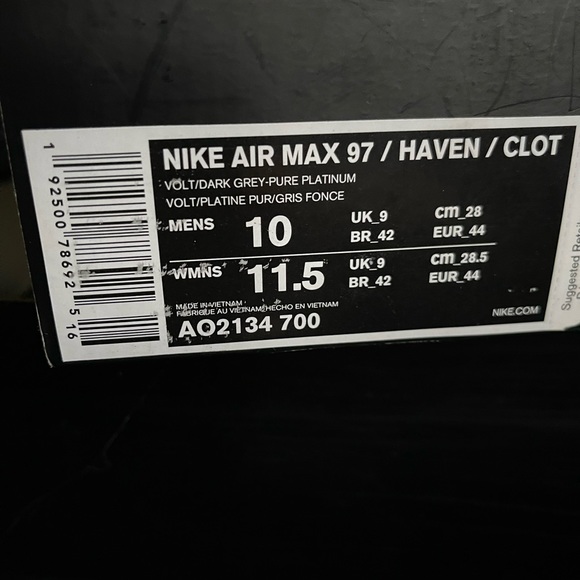 Nike Air Max 97 Haven x Clot AO2134-700 SRP$260cdn Volt / Reflective Silver - Picture 6 of 7